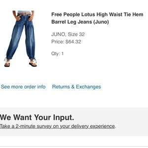 Free People Lotus High Waist Tie Hem Barrel Leg Juno Jeans